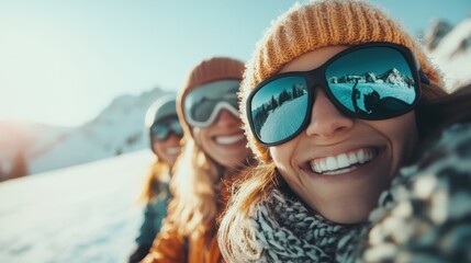 A group of people bundled in winter attire are hiking with a mountain in view, the image portrays adventure and camaraderie in a beautiful winter setting, evoking excitement for outdoor activities.