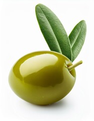 green olives on a white, vegetarian, green, closeup, ripe, 