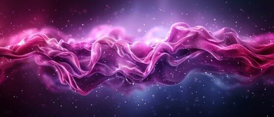  A dark blue backdrop hosts a wave of pink and purple liquid, adorned with stars and specks of dust ..Or, for a more conc