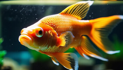 goldfish in aquariumclose up, ai