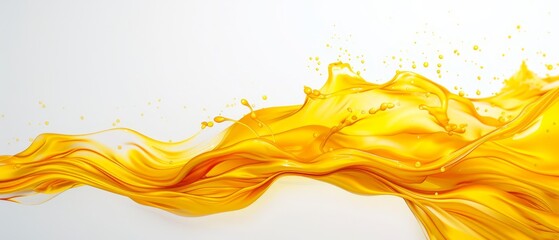 Wall Mural -  A yellow liquid cascades down a white wall, forming a wave as it pours out from the top