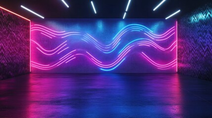 Canvas Print - Neon Lights in a Dark Room