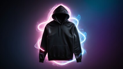 Blank black hoodie sweatshirt long sleeve mockup