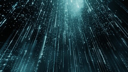 Poster - Abstract representation of light streaks resembling digital rain in a dark environment