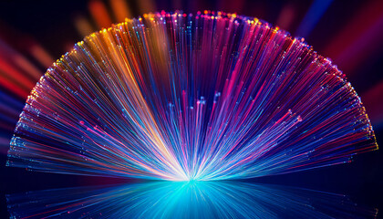 Abstract background with lights of data flow over fiber optic network