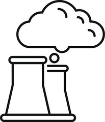 Canvas Print - Simple line icon illustration of a factory cooling tower releasing pollution into the atmosphere