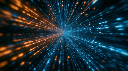 Poster - Colorful light rays converge in a vortex pattern against a dark background