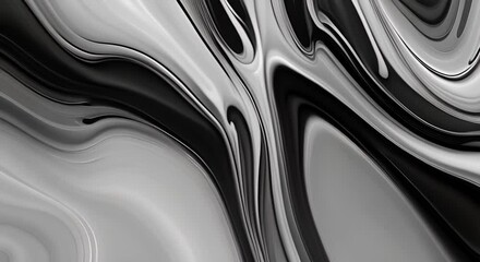 Wall Mural - Abstract Liquid black and white texture Organic background for visual effects and motion graphics Fluid art painting video Liquid organic texture 3D rendering seemless looping 4k animation