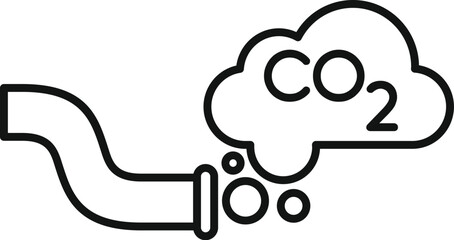 Wall Mural - Simple outline factory pipe emitting carbon dioxide co2 pollution cloud line icon concept for apps and websites