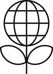 Sticker - Line art illustration of a globe growing from a plant, conveying the concept of environmental sustainability