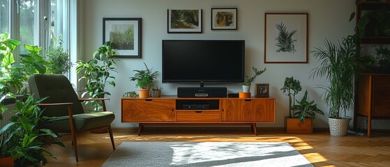 Canvas Print - Contemporary Living Room with Plants