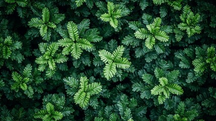Wall Mural - lush green ferns densely populate the forest floor in a vibrant woodland setting under soft daylight