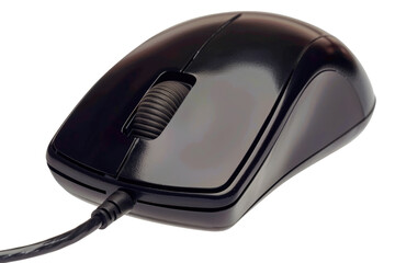 black computer mouse isolated on white or transparent png