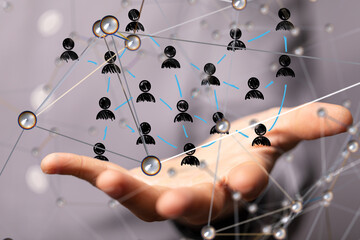 Fototapete - Global network. Blockchain. 3D illustration. Neural networks and artificial intelligence. Abstract