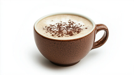 cup of cappuccino in a mug isolated in a white background.