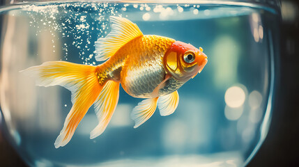 gold fish fishbowl glasses bowl water animal aquarium concept white tank swim underwater bubble beautiful splash challenge goldfish tropical motion wave pet blue jump freedom escape free flying