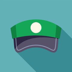 Poster - green train conductor hat casting a long shadow on a teal background, perfect for representing trans