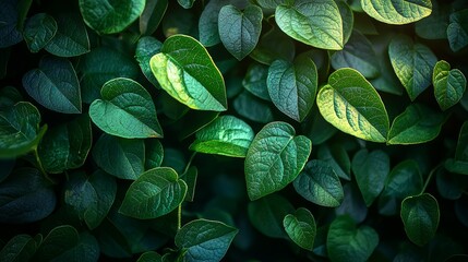 Wall Mural - lush green leaves filling the frame in a vibrant display of nature's beauty in a serene outdoor sett