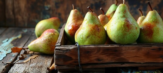 pears on a wooden background