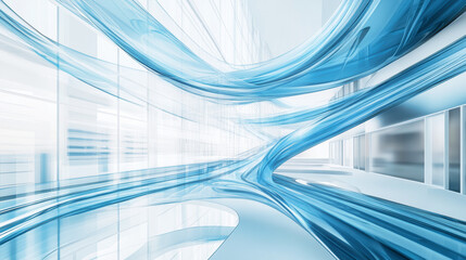 Wall Mural - Abstract fantasy architecture with transparent glass and blue elements