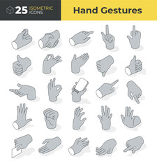 A versatile collection of isometric hand gestures vector illustrations in line art style, featuring realistic and elegant hands in various poses. Perfect for communication 