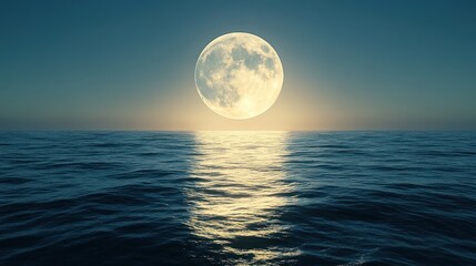 Sticker - Full Moon Over the Ocean