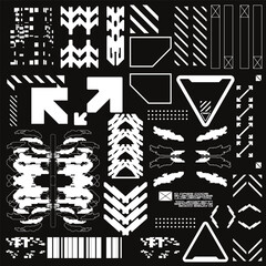 Wall Mural - cyberpunk y2k 2000s gaming futuristic icon pattern set collection template hud for branding fashion 