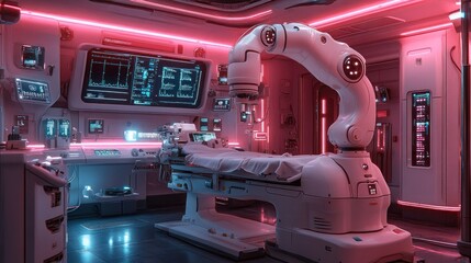 Sticker - Futuristic Medical Operating Room with Robotic Arm