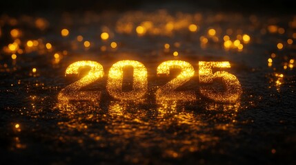 On a clear background, 2025 Happy New Year text is isolated