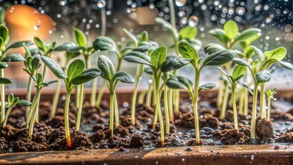 Poster -  watered green peas sprouts