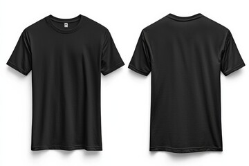 Black Tshirt Mockup Front and Back Isolated created with Generative AI