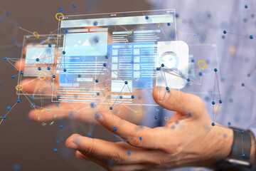 interface web application in hand