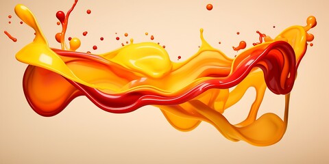 Vibrant ketchup and mustard splashes with a smooth gradient.