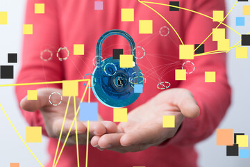 Poster - Personal data security Illustrates cyber data or information
