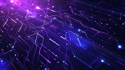 Poster - Abstract digital circuit design with glowing lines in purple tones