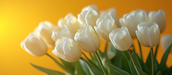 Wall Mural - White Tulips against a Warm Background