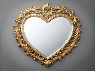 Wall Mural - Frosted glass heart shaped decorative mirror with ornate gold frame