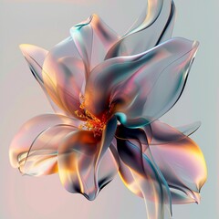 Poster - Translucent flower artwork featuring delicate petals and vibrant colors on a light background