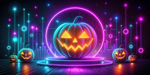 futuristic Halloween vector design with neon lights and otherworldly concept