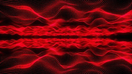 Fototapete - Abstract wave of particles. Futuristic background. Big data visualization. Network connection. 3D abstract digital technology