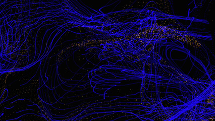 Fototapete - Background with color lines. Different shades and thickness. Light painting pattern in dark