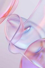 Poster - Abstract design with translucent, swirling shapes in soft pastels and reflective surfaces in a modern composition