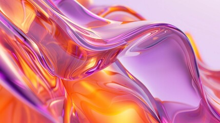 Poster - Colorful abstract patterns of flowing translucent material in warm hues of orange and purple