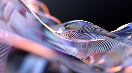 Poster - Abstract swirling patterns in colorful curved surfaces illuminated by soft light in a dark background setting