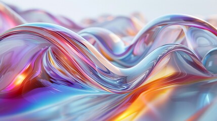 Poster - Colorful abstract waves in vibrant hues flowing smoothly together under soft light