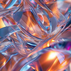 Poster - Colorful abstract composition featuring flowing glass-like forms illuminated by warm light in a vibrant atmosphere