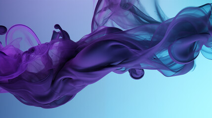 Wall Mural - Elegant Purple And Blue Flowing Smoke On A Light Blue Background