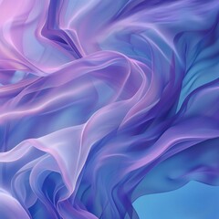 Poster - Soft waves of purple and blue fabric floating gently in a serene abstract composition