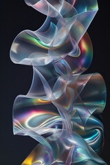 Poster - Delicate translucent sculpture with swirling colors displayed against a black background