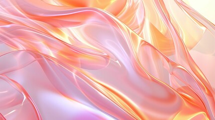 Poster - Colorful abstract waves of translucent material creating a soft and fluid texture under bright lighting conditions